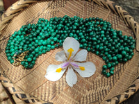 Polished Malachite Ball Shaped 8 mm Beaded Necklace - Sold Per Item- From Congo