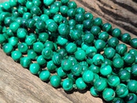 Polished Malachite Ball Shaped 8 mm Beaded Necklace - Sold Per Item- From Congo