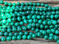 Polished Malachite Ball Shaped 8 mm Beaded Necklace - Sold Per Item- From Congo