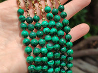 Polished Malachite Ball Shaped 8 mm Beaded Necklace - Sold Per Item- From Congo