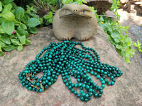 Polished Malachite Ball Shaped 8 mm Beaded Necklace - Sold Per Item- From Congo