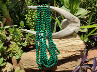 Polished Malachite Ball Shaped 8 mm Beaded Necklace - Sold Per Item- From Congo