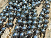 Polished Silver Hematite Ball Shaped Beaded Necklace - Sold Per Item - From China