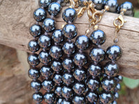 Polished Silver Hematite Ball Shaped Beaded Necklace - Sold Per Item - From China