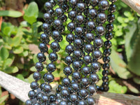 Polished Silver Hematite Ball Shaped Beaded Necklace - Sold Per Item - From China