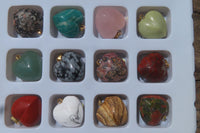 Polished Mixed Box Set of 12 Convex Gemstone Heart Pendants - Sold Per Box - From Southern Africa