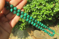 Polished Large Malachite Ball Shaped Beaded Necklace - Sold Per Item- From Congo