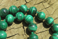 Polished Large Malachite Ball Shaped Beaded Necklace - Sold Per Item- From Congo