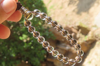 Polished Clear Smokey Quartz Beaded Stretch Bracelet - Sold Per Item - From Madagascar