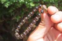 Polished Clear Smokey Quartz Beaded Stretch Bracelet - Sold Per Item - From Madagascar