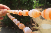 Polished Red Striped Tibetan Agate Beaded Necklace - Sold Per Item - From Tibet