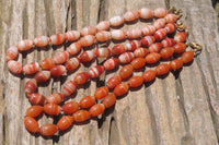 Polished Red Striped Tibetan Agate Beaded Necklace - Sold Per Item - From Tibet