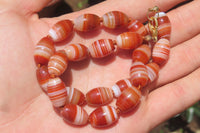 Polished Red Striped Tibetan Agate Beaded Necklace - Sold Per Item - From Tibet