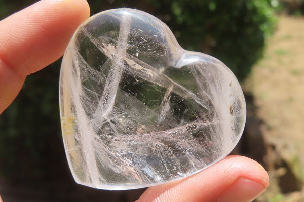 Polished Clear Quartz Gemstone Hearts x 12 From Madagascar