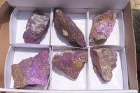 Natural Metallic Purpurite Cobbed Specimens x 6 From Erongo, Namibia