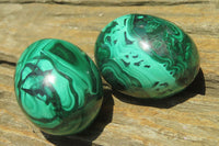 Polished Large Solid Flower Banded Malachite Gemstone Eggs - Sold Per Item - From Congo