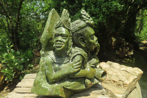 Hand Made Green Verdite Royal African Sculpture x 1 From Zimbabwe