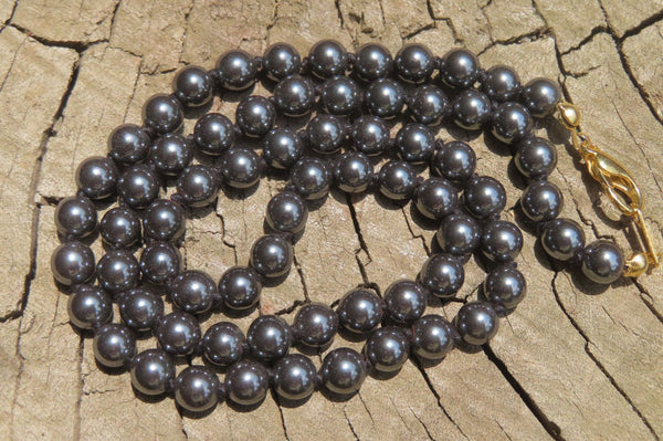 Polished Silver Hematite Beaded Necklace - Sold Per Item - From China