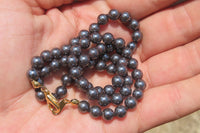 Polished Silver Hematite Barrel Beaded Necklace - Sold Per Item - From China