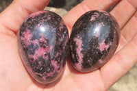 Polished Rhodonite Gemstone Eggs x 6 From Madagascar