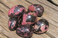 Polished Rhodonite Gemstone Eggs x 6 From Madagascar