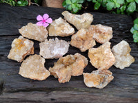 Natural Limonite Quartz Clusters x 12 From Zambia