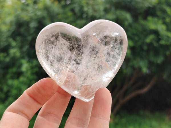 Polished Clear Quartz Gemstone Hearts x 6 From Madagascar