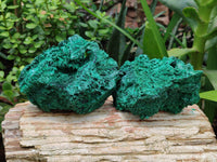 Natural Silky Malachite Specimens x 3 From Kasompe, Congo