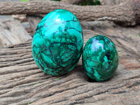 Polished Flower Banded Malachite Gemstone Eggs x 2 From Congo