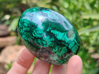 Polished Flower Banded Malachite Gemstone Eggs x 2 From Congo