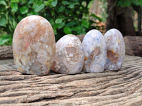 Polished Flower Agate Standing Free Forms x 12 From Madagascar