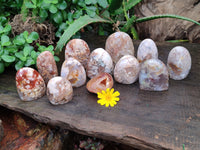 Polished Flower Agate Standing Free Forms x 12 From Madagascar