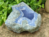 Natural Blue Lace Agate Geode Specimens x 2 From Malawi