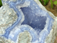 Natural Blue Lace Agate Geode Specimens x 2 From Malawi