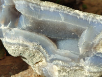 Natural Blue Lace Agate Geode Specimens x 3 From Malawi