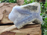 Natural Blue Lace Agate Geode Specimens x 3 From Malawi