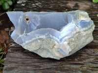 Natural Blue Lace Agate Geode Specimens x 3 From Malawi