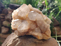 Natural Smokey Phantom Quartz Clusters x 2 From Luena, Congo