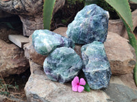 Natural Watermelon Fluorite Cobbed Specimens x 4 From Uis, Namibia