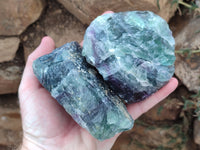 Natural Watermelon Fluorite Cobbed Specimens x 4 From Uis, Namibia