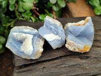 Natural Blue Lace Agate Geode Specimens x 35 From Malawi