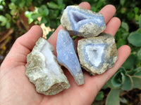 Natural Blue Lace Agate Geode Specimens x 35 From Malawi