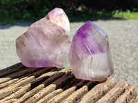 Polished Smokey Window Amethyst Quartz Crystals x 3 From Madagascar