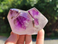 Polished Smokey Window Amethyst Quartz Crystals x 3 From Madagascar