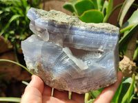 Natural Blue Lace Agate Geode Specimens x 3 From Malawi