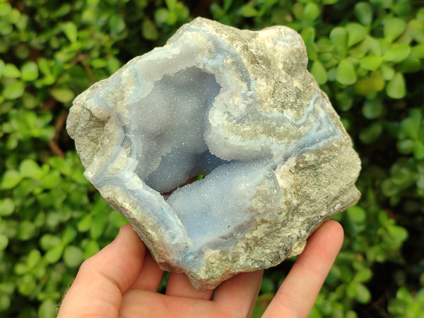 Natural Blue Lace Agate Geode Specimens x 3 From Malawi