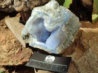 Natural Blue Lace Agate Geode Specimens x 3 From Malawi