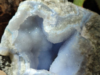 Natural Blue Lace Agate Geode Specimens x 3 From Malawi