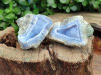 Natural Blue Lace Agate Geode Specimens x 24 From Malawi