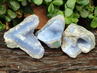 Natural Blue Lace Agate Geode Specimens x 24 From Malawi